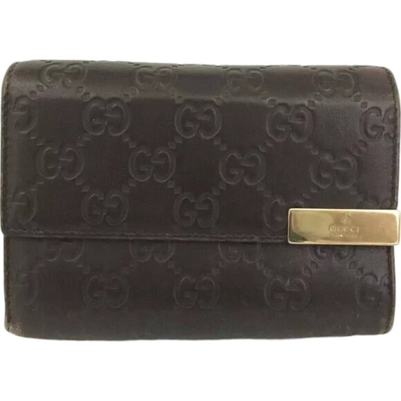 690146AR (X1) Gucci Wallet Ssima Trifold Brown PVC